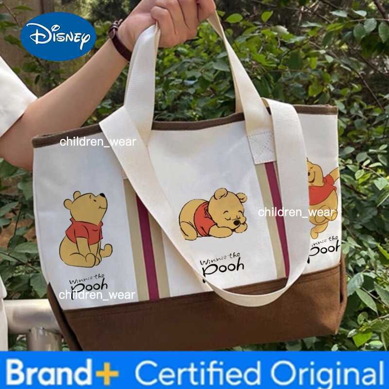 Disney 2026 New Winnie The Pooh Tote Bag For Women Fashion Canvas Shoulder Bag Ladies Casual Large Capacity Handbag H260305