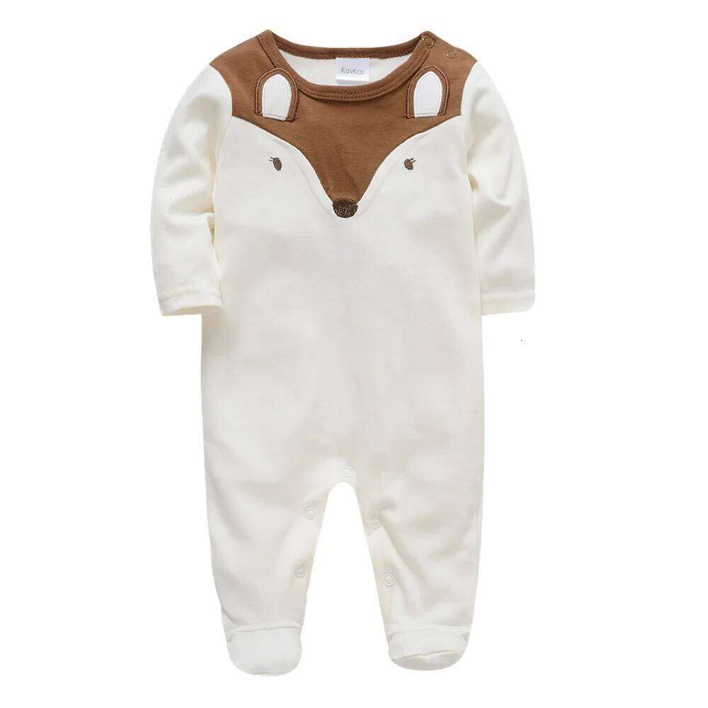 Kavkas Long Sleeve Baby Boy Rompers 100% Cotton O-Neck Newborn Jumpsuit 0-12M Fox Print Infant Clothes Z260304