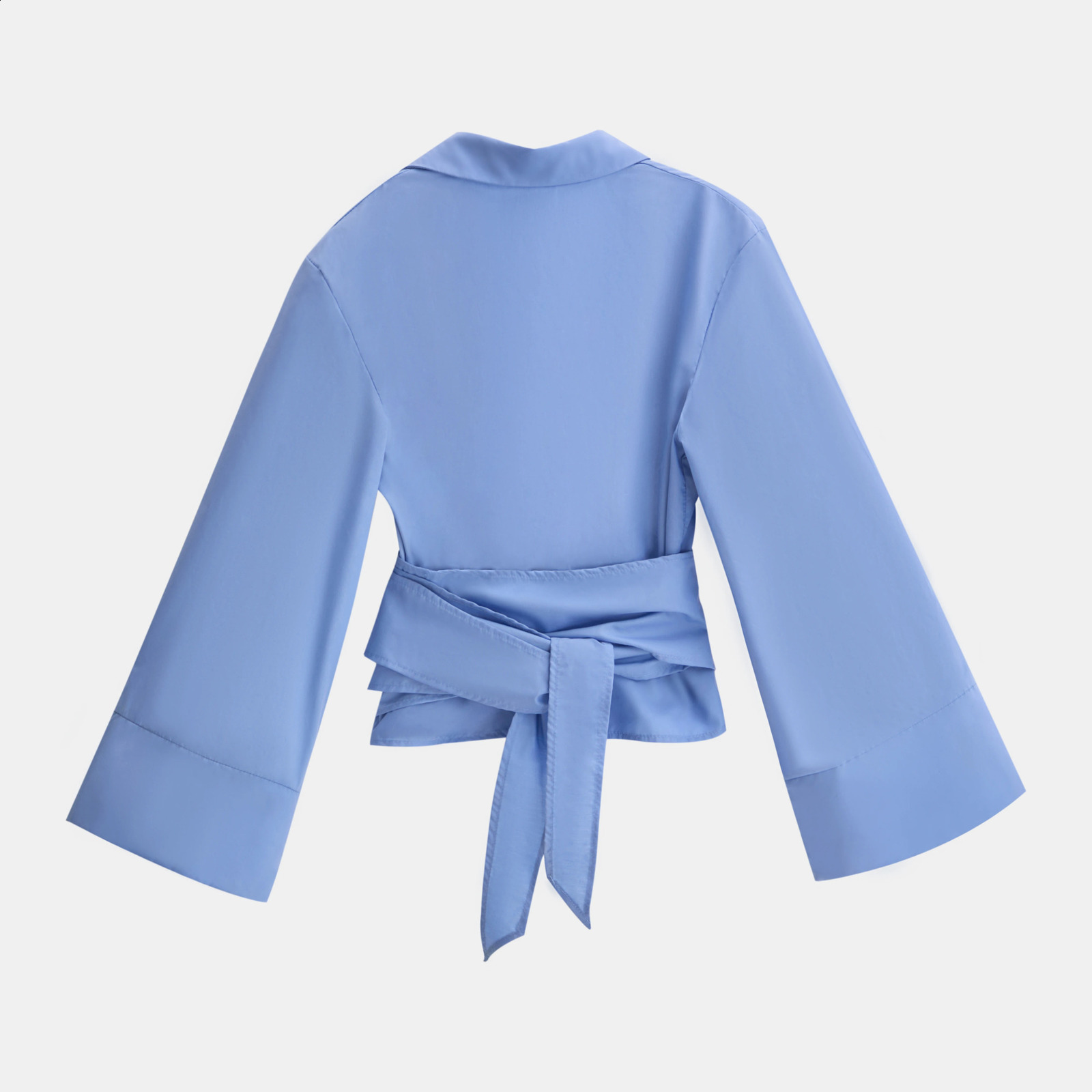 2025 Womens Fashion Casual Polo Neck Bow TieUp Short Edition Double Breasted Poplin Daily Work Shirt Elegant Gifts 260228