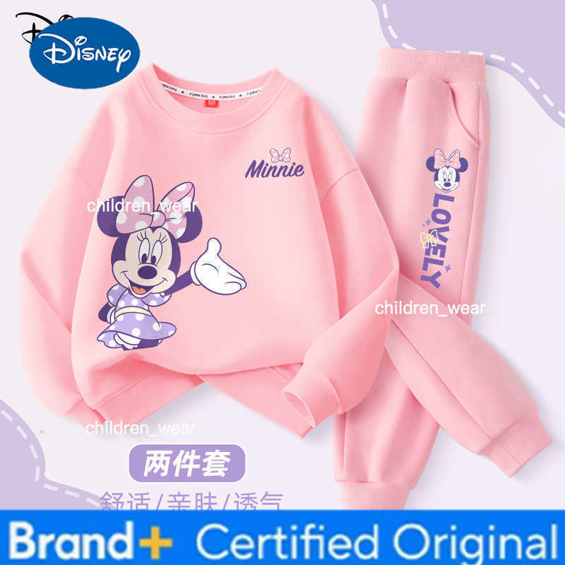 Disney Autumn Baby Girls Minnie Printed Clothes Set Kid Girl Sweatshirts Pullover Top and Pants 2pcs Suit Children Tracksuits H260305
