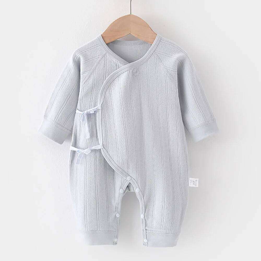 Newborn Onesie Cotton Solid Color Spring Autumn Winter Unisex Long Sleeve Baby Boy Girl Rompers 0-3 Months Hospital Clothes Z260304