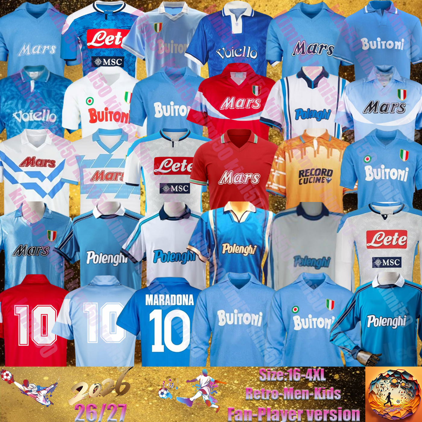 22 23 Napoli Retro Soccer Jerseys 87 88 89 90 91 93 Coppa Italia SSC naples Maradona 10 Vintage Calcio Napoli Classic Vintage kids Neapolitan long sleeve Football shirt