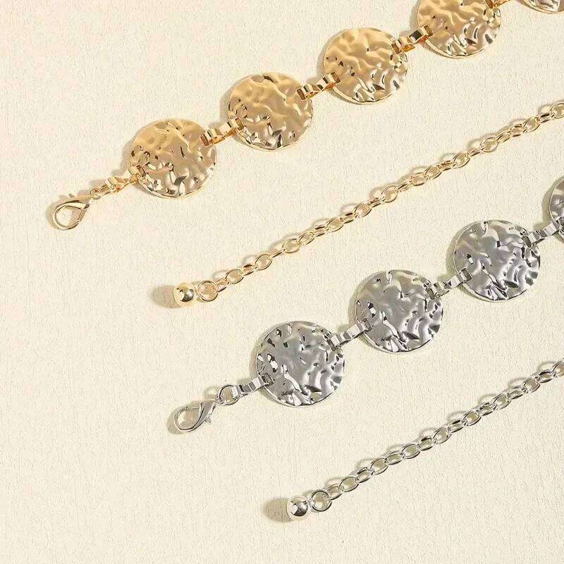 Womens Elegant Ladies Metal Thin Gold Round Irregular Body Chain Sexy Accessory Dress belt Waist Accessories Fashion S260304
