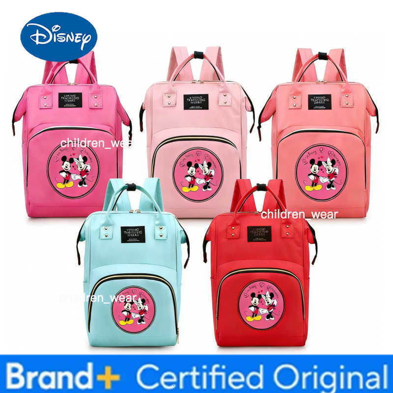 Disney Mickey Minnie Mouse Backpack Stylish Student Large Capacity Waterproof Schoolbag Cute Cartoon Pattern Travel Bag Kid Gift H260305