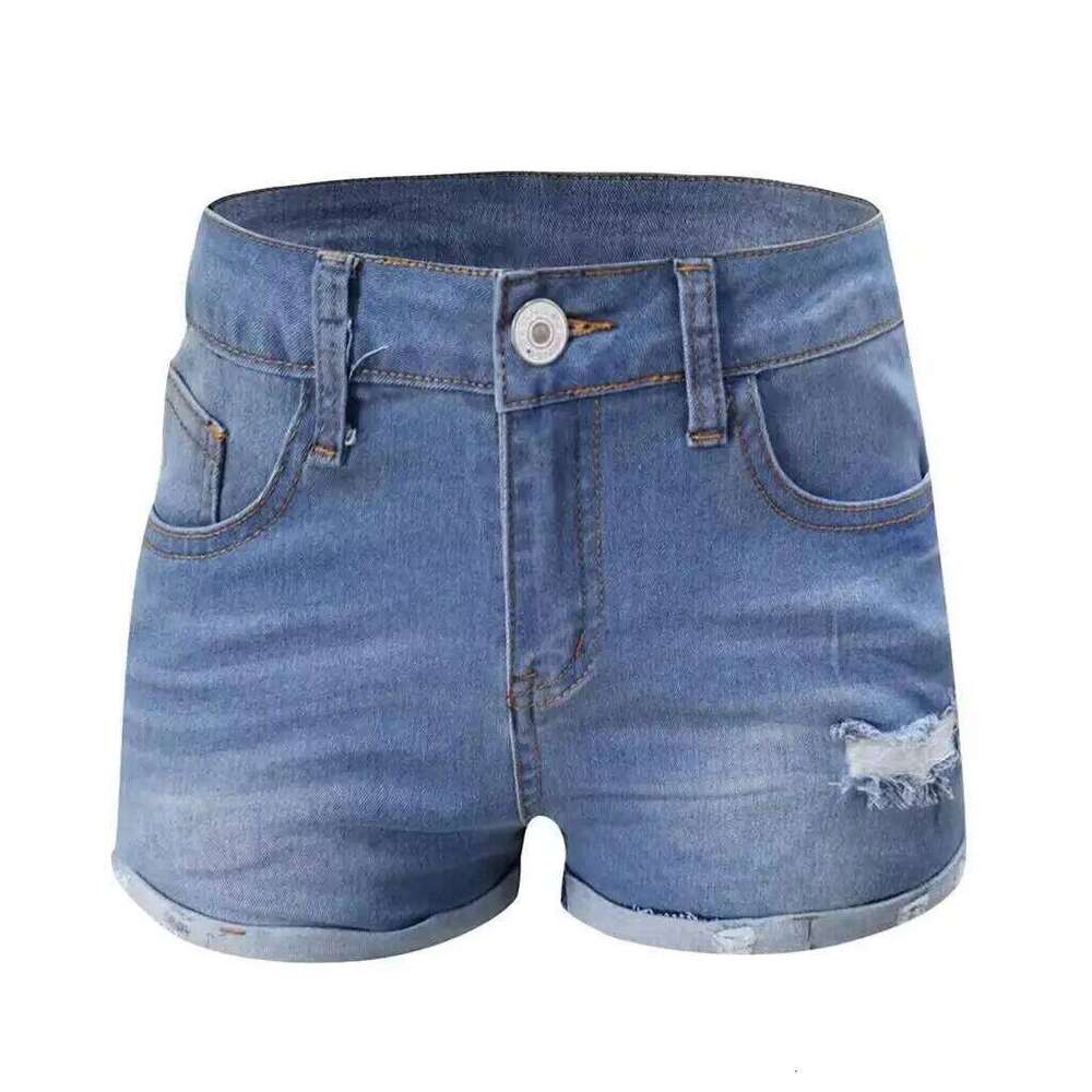 Women Sexy Mini Shorts Buttons Zipper Pocket Hole High Waist Denim Short Pant Streetwear Straight Pants Slight Strench XJ260305