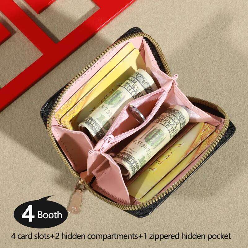 Women's Letter Graphic Mini Wallet, Faux Leather Coin Purs, Minimalist Solid Card Holder C260304