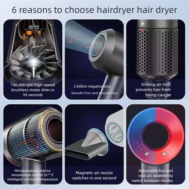 Famous Brand Leafless High Speed Huaqiangbei Negative Ion Care Strong Wind Dormitory Home Salon Cross Border Hair Dryer CKS