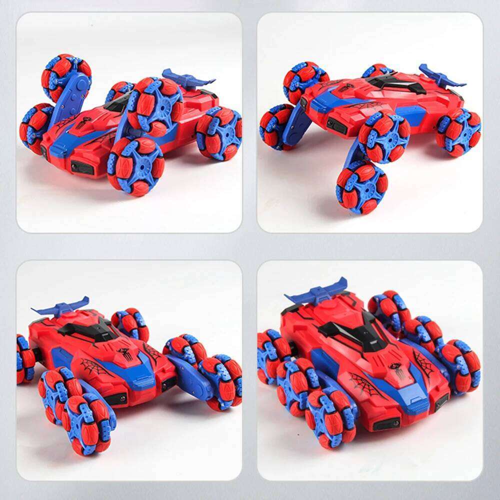 Spider 2.4G Wireless Remote Control Children Stunt Climbing Spray Light Deformation Racing USB Charge Car Toy For Kids Gifts Z260304