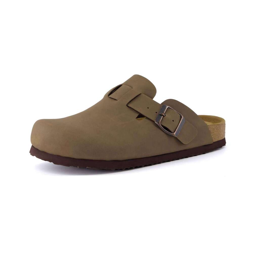 Kidmi Suede for Women Men Clogs Slippers Soft Cork Footbed Leather Mules Comfort Potato with Arch Support Home Shoes