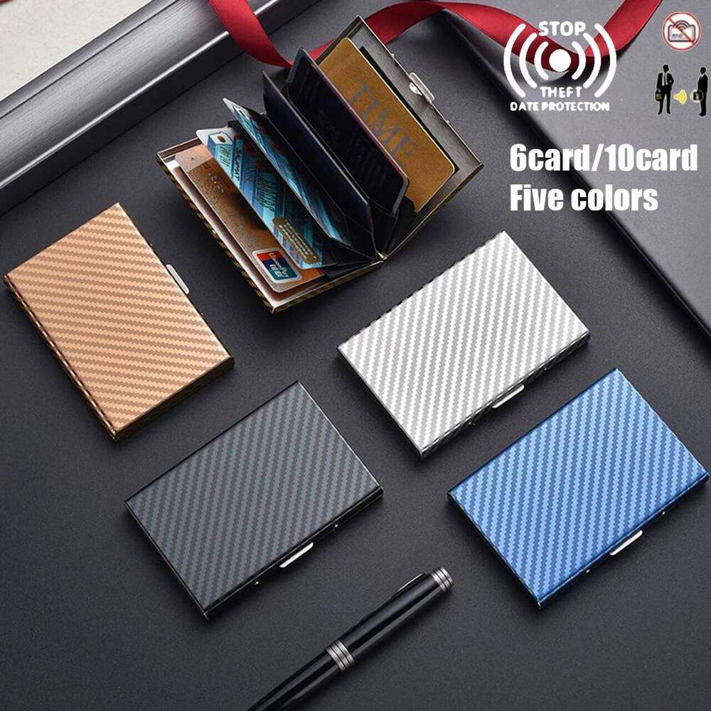 Carbon fiber Men RFID Blocking Aluminum Metal Slim Wallet Money Bag Anti-scan Credit Card Holder Thin Case Small Mal C260304