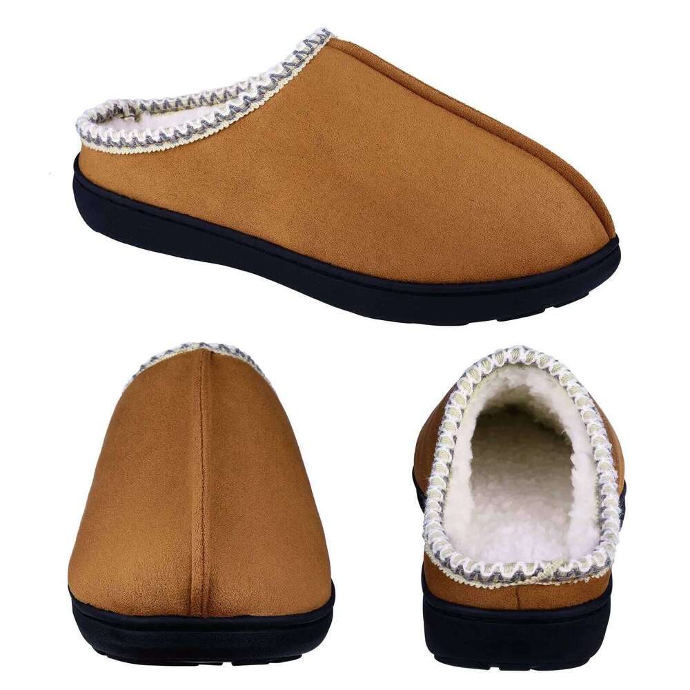 Kidmi Fashion Plush For Women Men Winter Indoor Warm Fluffy Fur Home Slippers Suede Upper Non-slip Leisure Shoes
