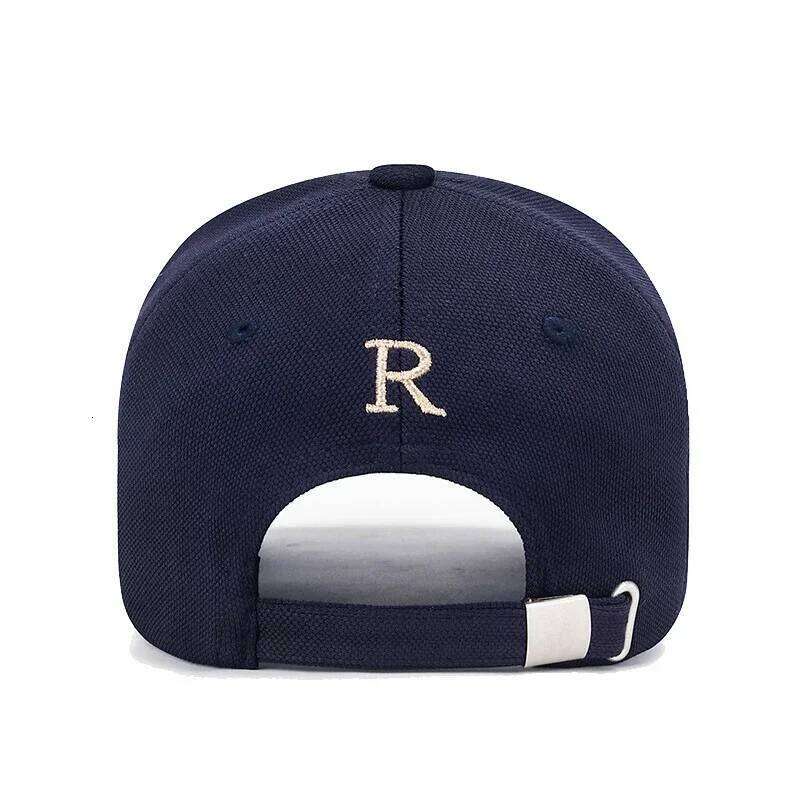 Brand New High Quality R Letter Gold Thread 3D Embroidery Adjustable Elastic Pineapple Cloth Baseball Cap Trucker Hats Y260304