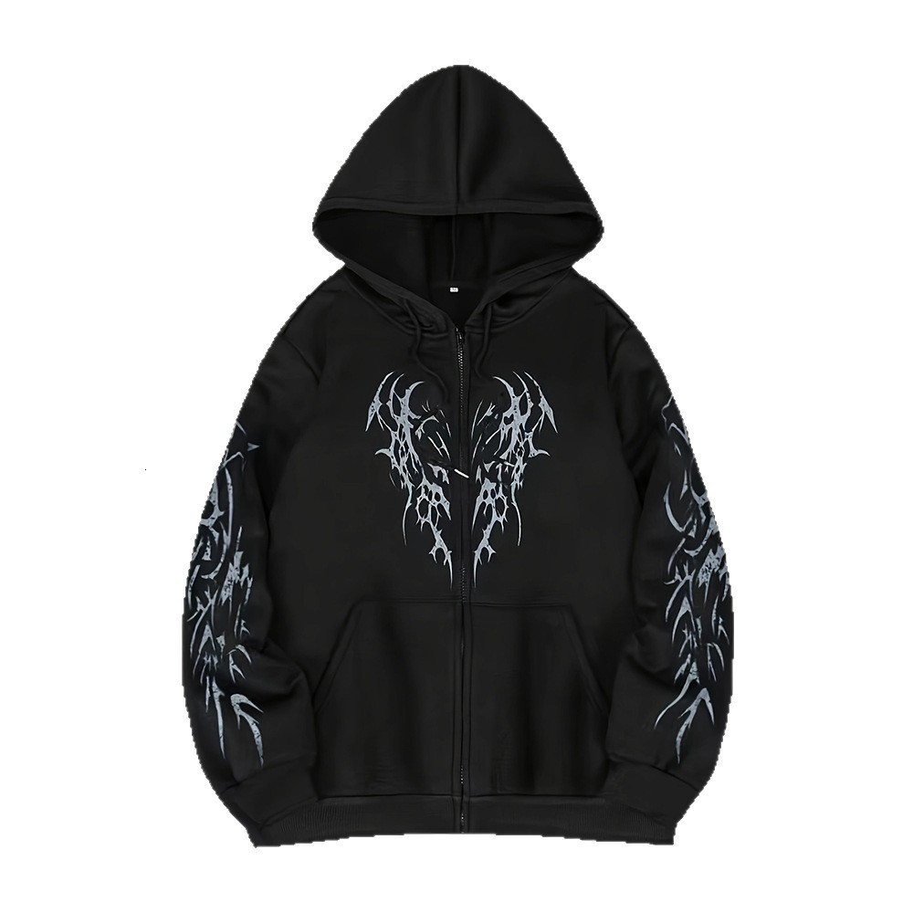 Zipper cardigan printed hooded sweatshirt for men new autumn niche sports hoodie couples top 240722