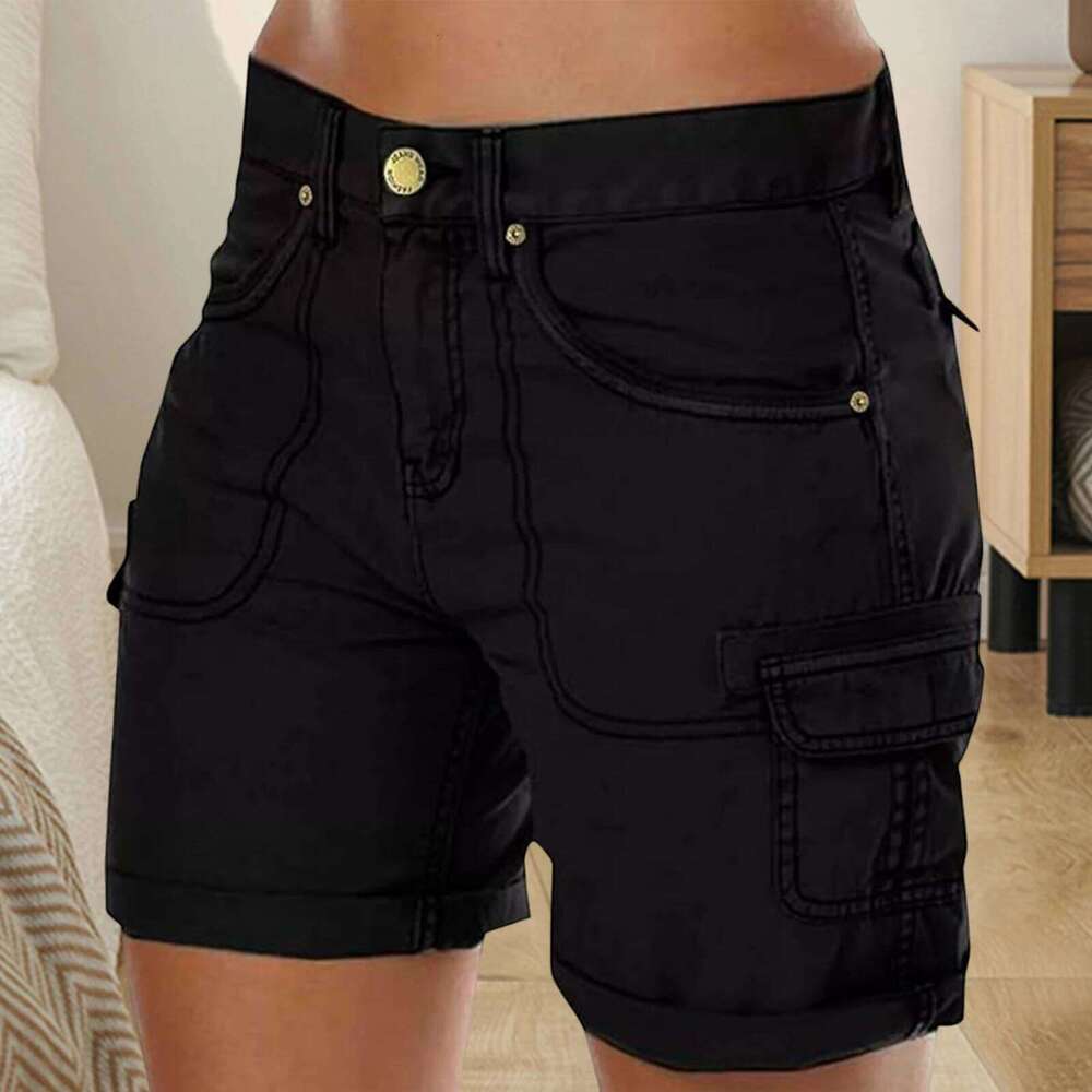 Women High Waist Cargo American Style Streetwear Summer Wide Leg Pants Fashion Female Big Pocket Loose Shorts New XJ260305