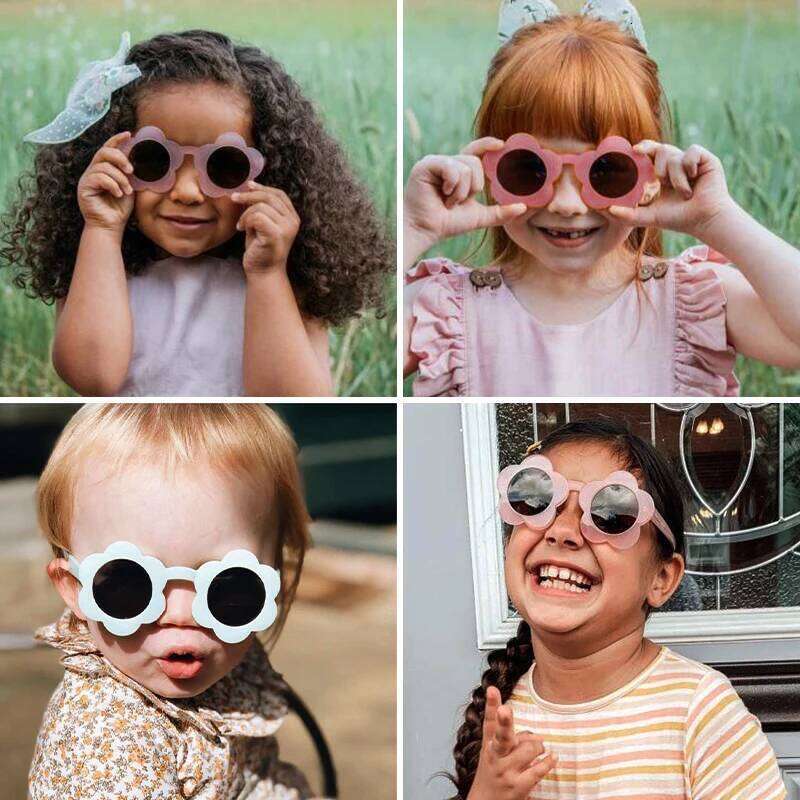 2023 New Children Lovely Round Square Flowers UV400 Girls Boys Fashion Protection Sunglasses Kids Sun Glasses Z260305