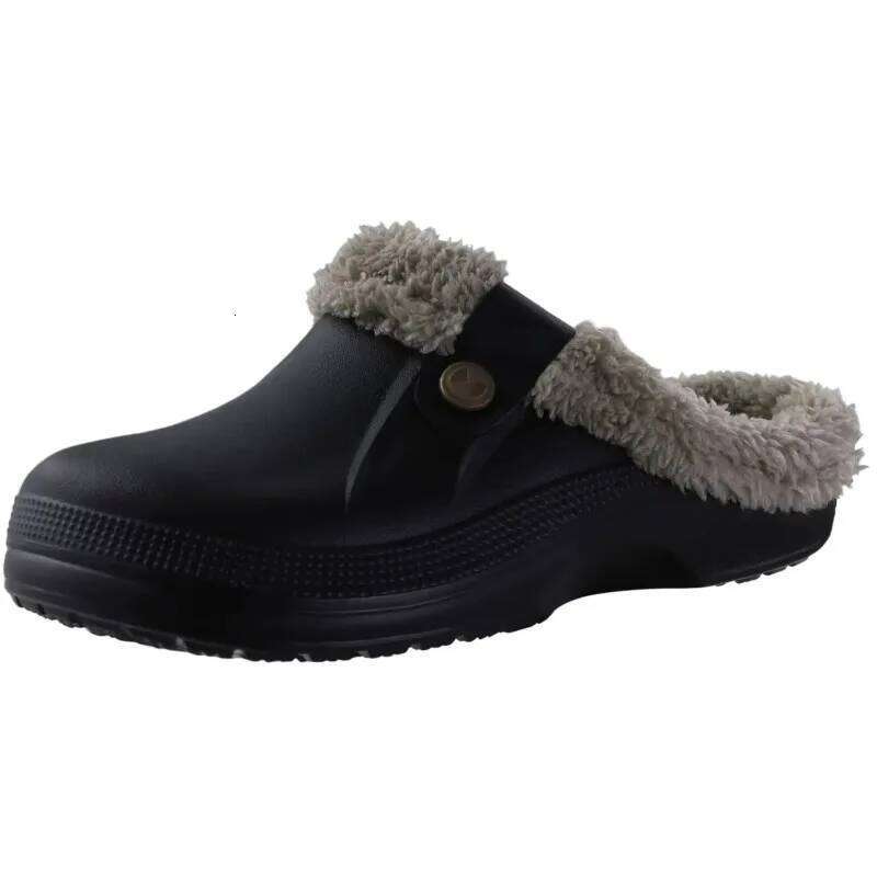 Kidmi Women Fuzzy Winter Fur Lined Adult Indoor Waterproof Comfortable Cotton Shoes Garden Clogs Men Warm Home Slippers