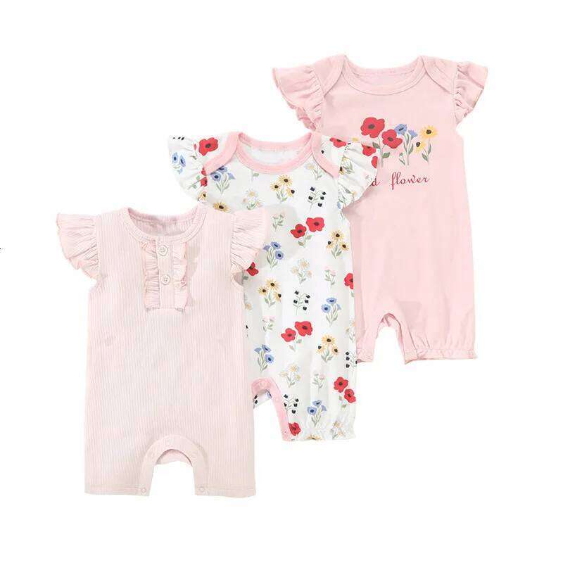 3Pcs/lot Baby Boy Bodysuit Short Sleeve Cotton Newborn Clothes Cartoon Summer Toddler Overalls Sets Z260304