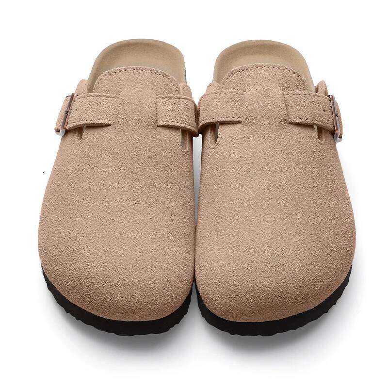 KIDMI Slippers For Women Cork Footbed Beach Outdoor Suede Clogs With Adjustable Buckle Men Sandals