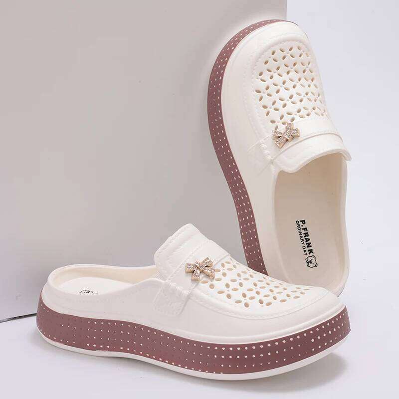 Kidmi Summer New EVA Round Head Clogs Flat Closed-toe Beach Slippers Thick Soles Slides Fitted Women Men