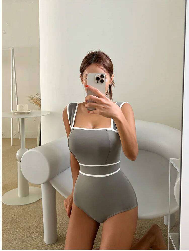 One Piece Swimsuit Featuring a Triangle Cut Halter Neck Tight Design and Slim Form Fitting Waist Cinching Swimsuits Y260303