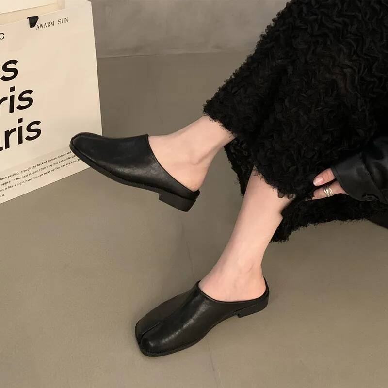 Bailamos Women Split Slippers Round Toe Shallow Lazy Boat Slingback Mules Shoes Tabi Ninja Slip On Flats Soft Loafers Mujer ddmymonkey