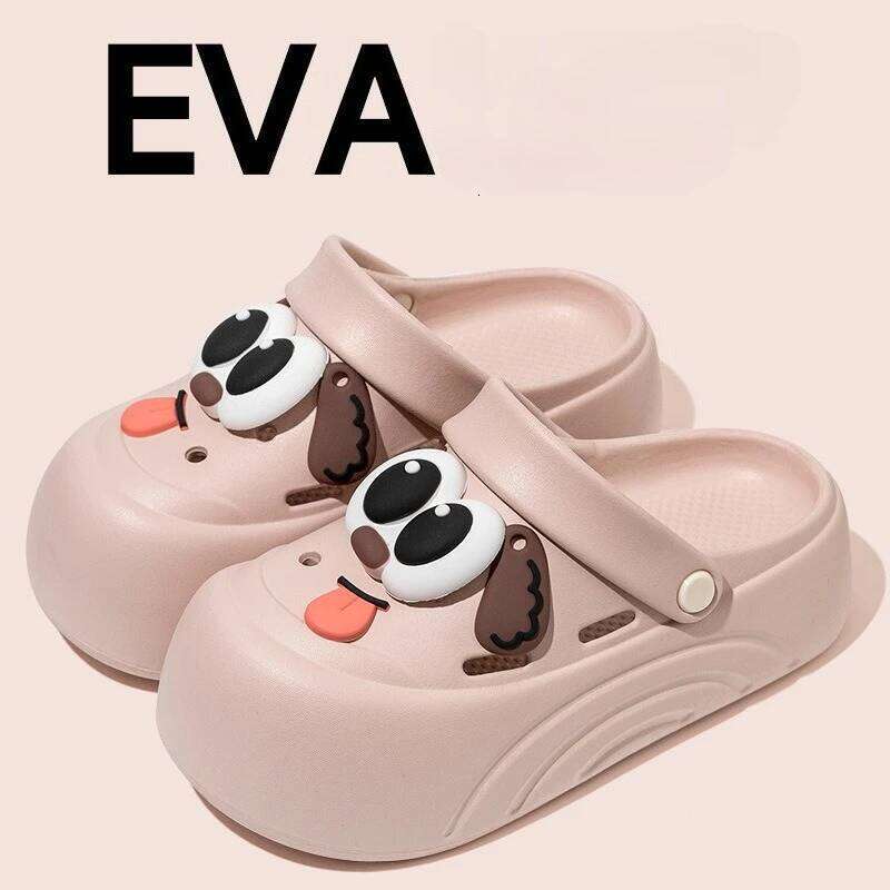 2026 New Women Indoor Street Slipper Cute DIY Cartoon Dog Fashion Clogs Female Summer Platform Shoes Soft EVA Girls Beach Sandal