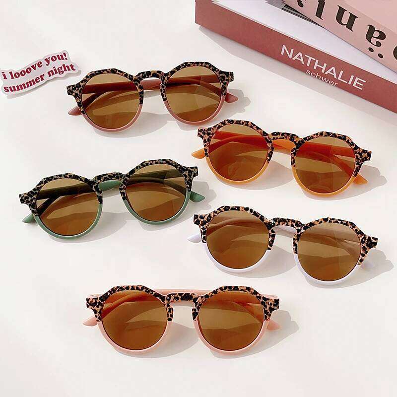2023 Kids Double Leopard Round Outdoor Children Sun Protection Boys Girls Colors Protect Eyes Baby UV400 Sunglasses Z260305