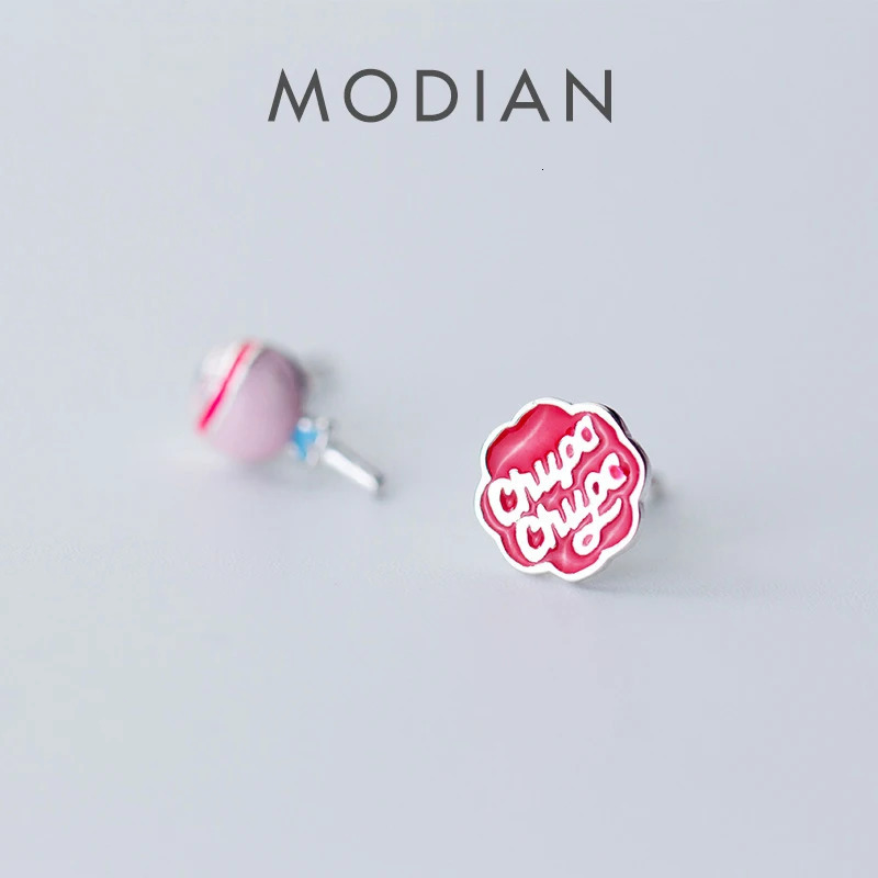 Modian Tiny Fine Candy Enamel Silver Stud Earrings Fashion Cute Romantic 925 Sterling Silver Letter Studs Ear For Women Jewelry 260303