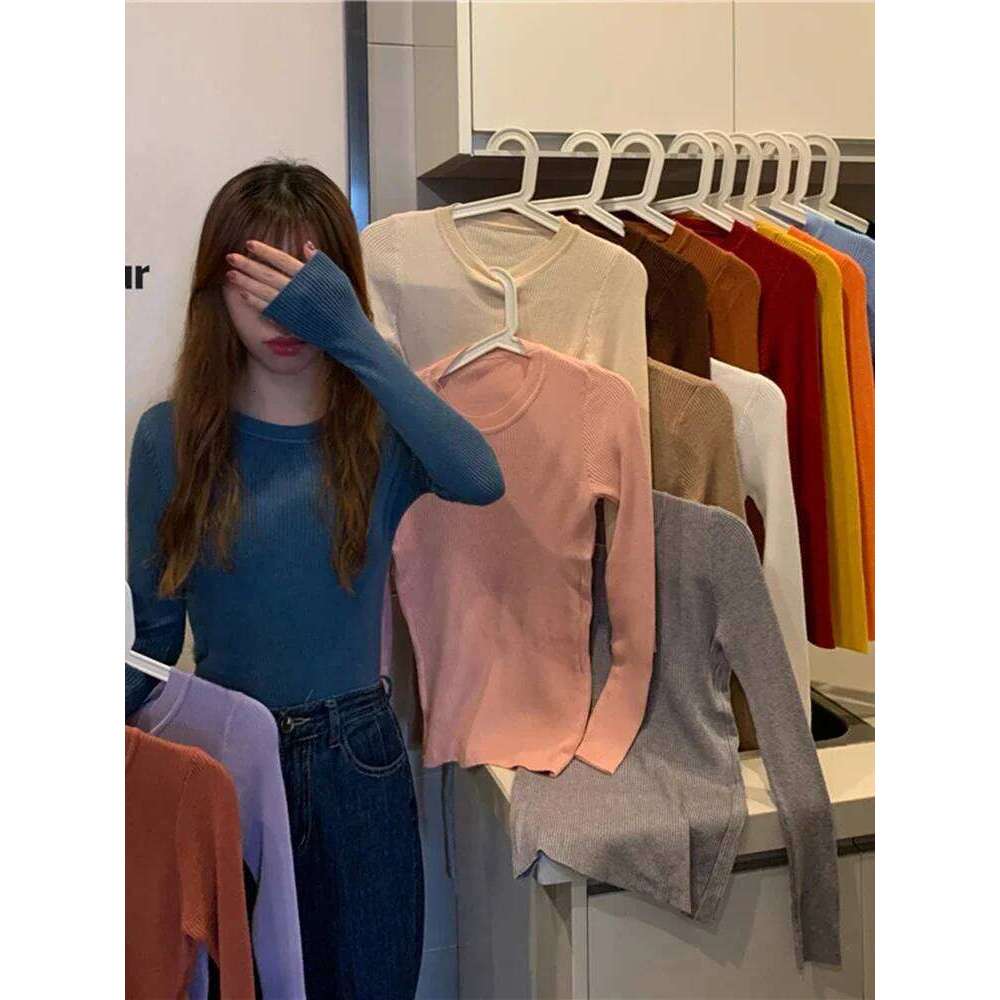 2025 Women Sweater Autumn Long Sleeve Pullover Basic Top Fashion O-neck Elastic Female Winter Solid Knitted Jumper XJ260305