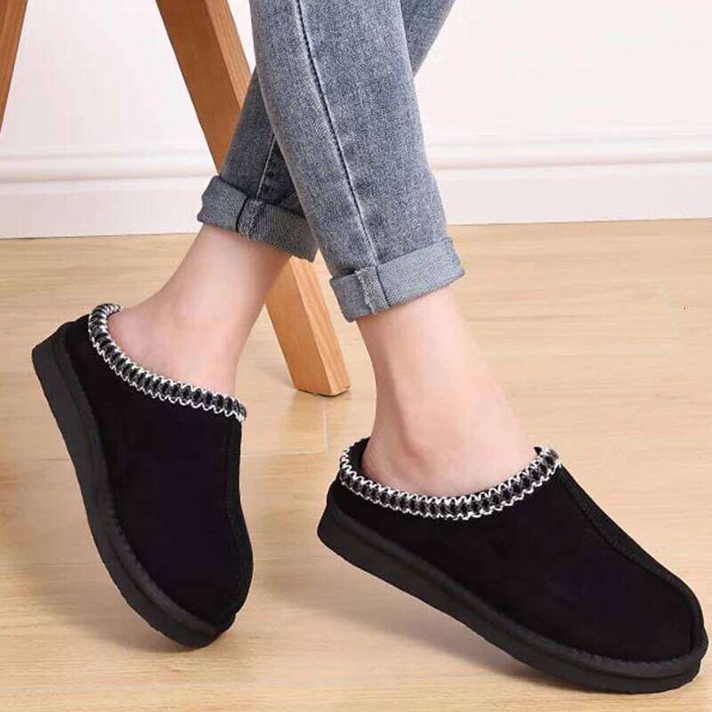 Kidmi Women's Faux Suede Cotton Non-slip Rubber Sole Cushioned Midsole Lace Four-season Slippers with Thick Memory Foam