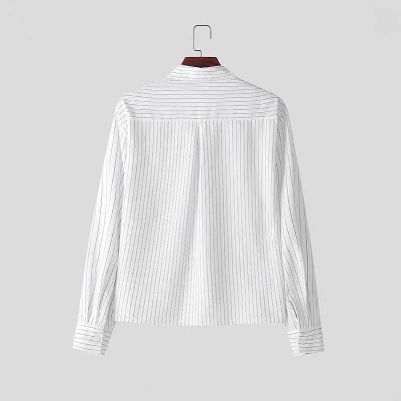 New British Retro Men Striped Shirts Trendy Loose Lapel Long Sleeve Cardigan Tops Autumn Leisure Basic Blouse S-2XL d23 M260305