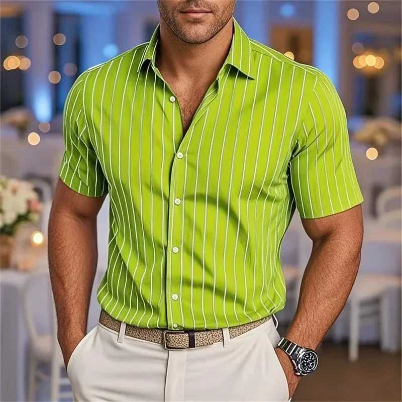 Mens Short Sleeve 3D Digital Printed Fashionable Shirt Comfortable Polyester Summer Hawaiian Outdoor Beach Button Up M260305
