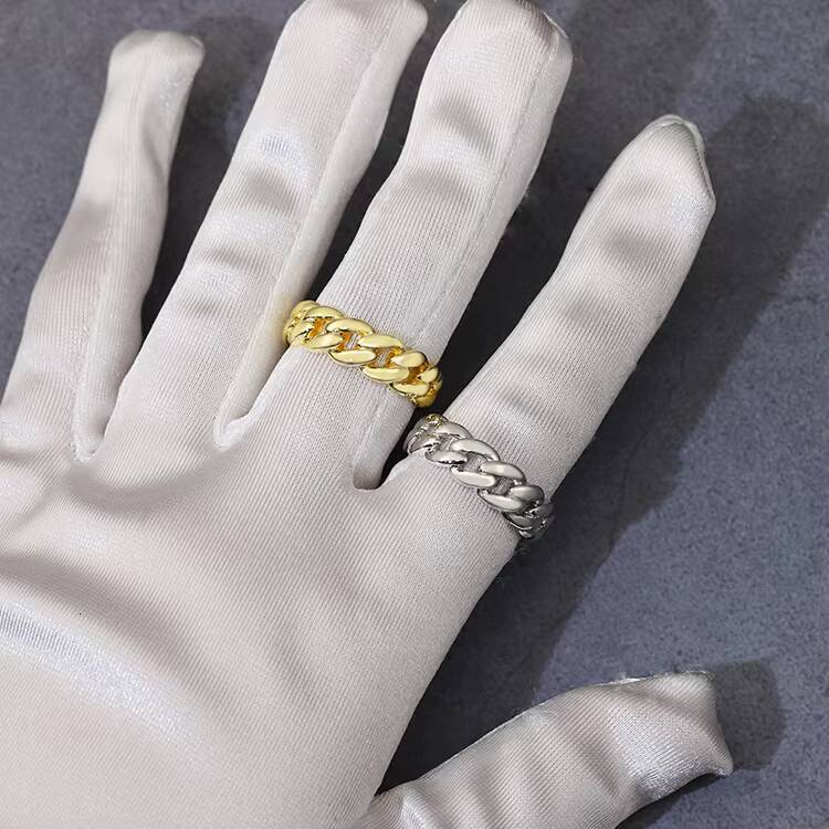 Fast Shipping 18K Gold Plated Hip Hop Cuban Ring Pure 925 Sterling Silver VVS Moissanite Men Diamond Ring Jewelry for Men