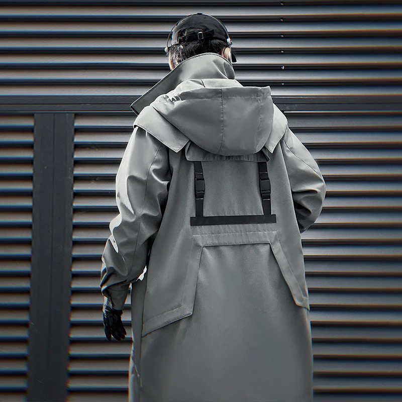 11 BYBBS DARK Men Tactical Trench Jacket Winter Long Coats Windbreaker Mens Loose Punk Functional Jackets Techwear 260302