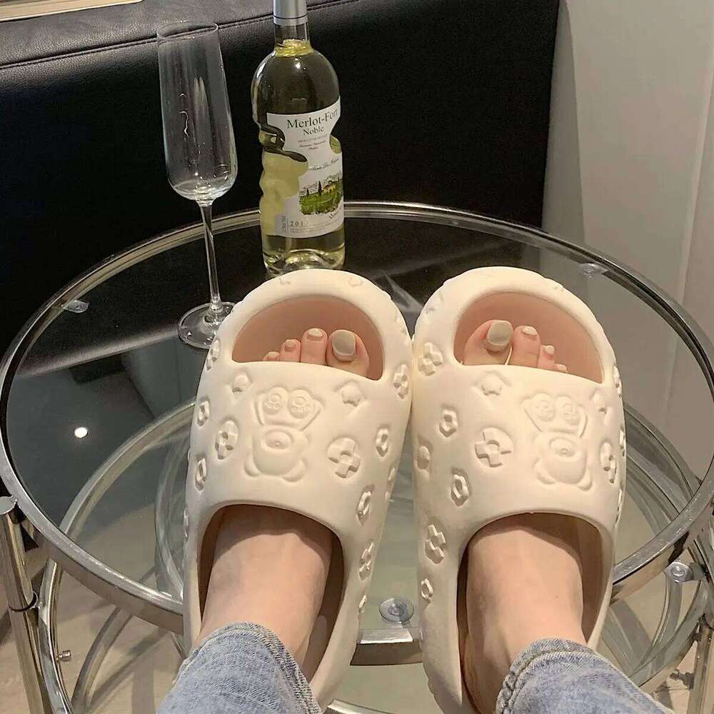 2025 Women's Platform Indoor Slippers Cute Cartoon Summer Sandals Thick Sole Beach Slides Anti-slip Girls Home Floor Shoes