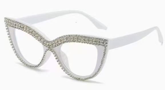 2026 New Designer Luxury Brand Handmade Cat Eye Diamond Inlaid New Non Prescription Glasses Fashion Glasses Frame Personalized Sunglasses Photo Concav