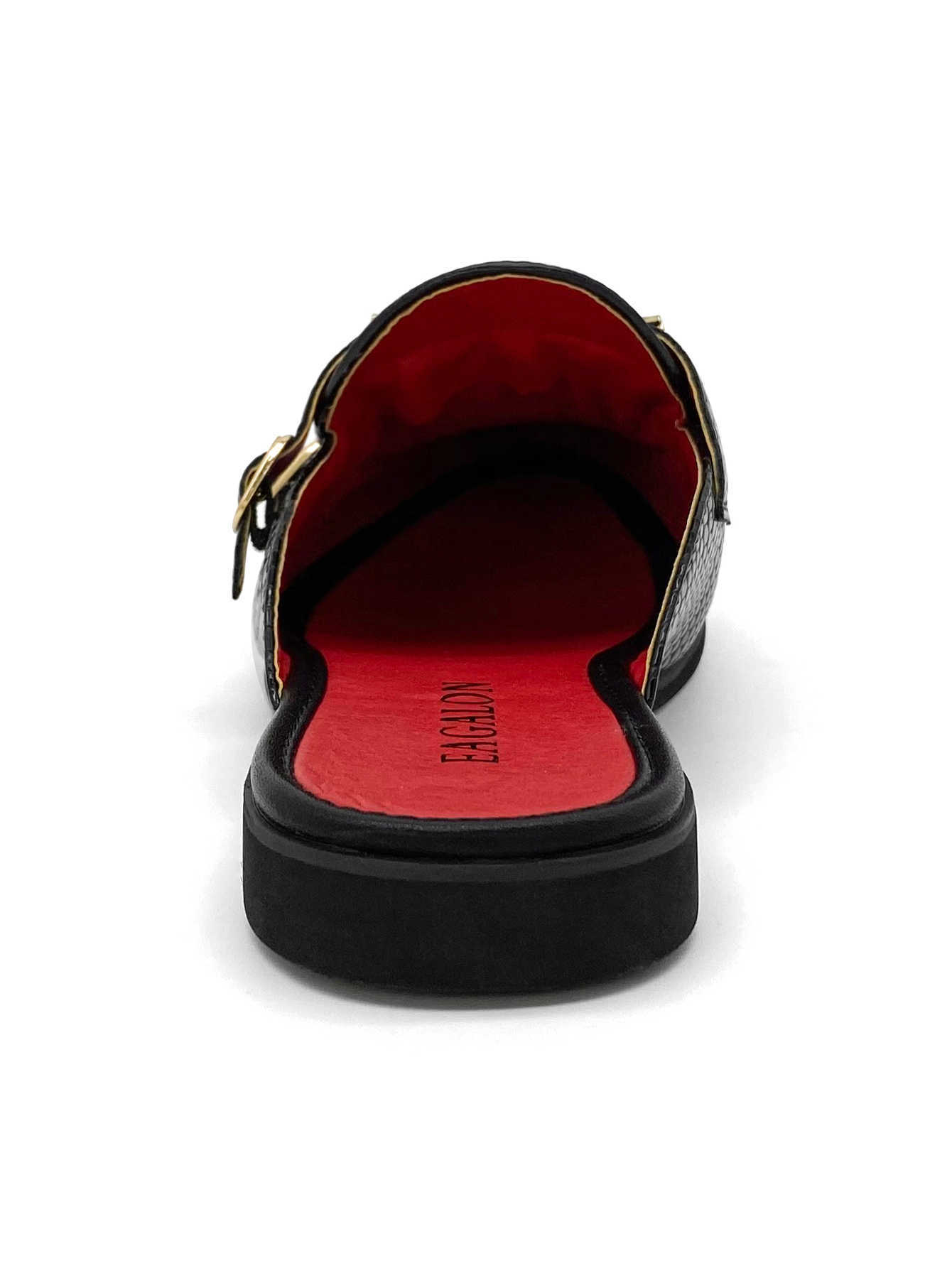 Dress Shoes Lace Up Shallow Flat-bottomed Cut Shoes Sandals Mid Black Shoes Leather Slippers Red Bottom Flat-bottomed Heels