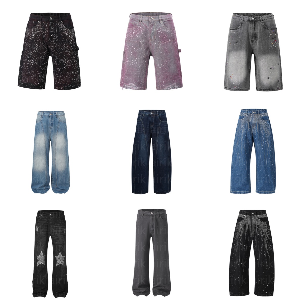 Men's Rhinestone Jeans designer shorts Jeans for Mens Designer Stacked diamond Jean skinny Fashion Men Jeans Straight Shinny mens jean shorts pants diamond