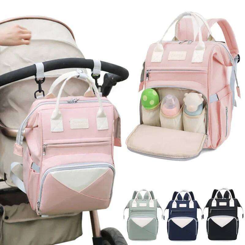 Mommy Diaper Stroller Hanging Bag Mother Large Capacity Nappy Backpacks with Changing Mat Convenient Baby Nursing Bags Z260304