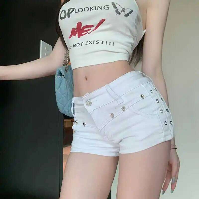 Spice Girl Y2k Tight White Jeans Hot Pants Summer 2025 New Low-rise Denim Super Shorts Women XJ260305