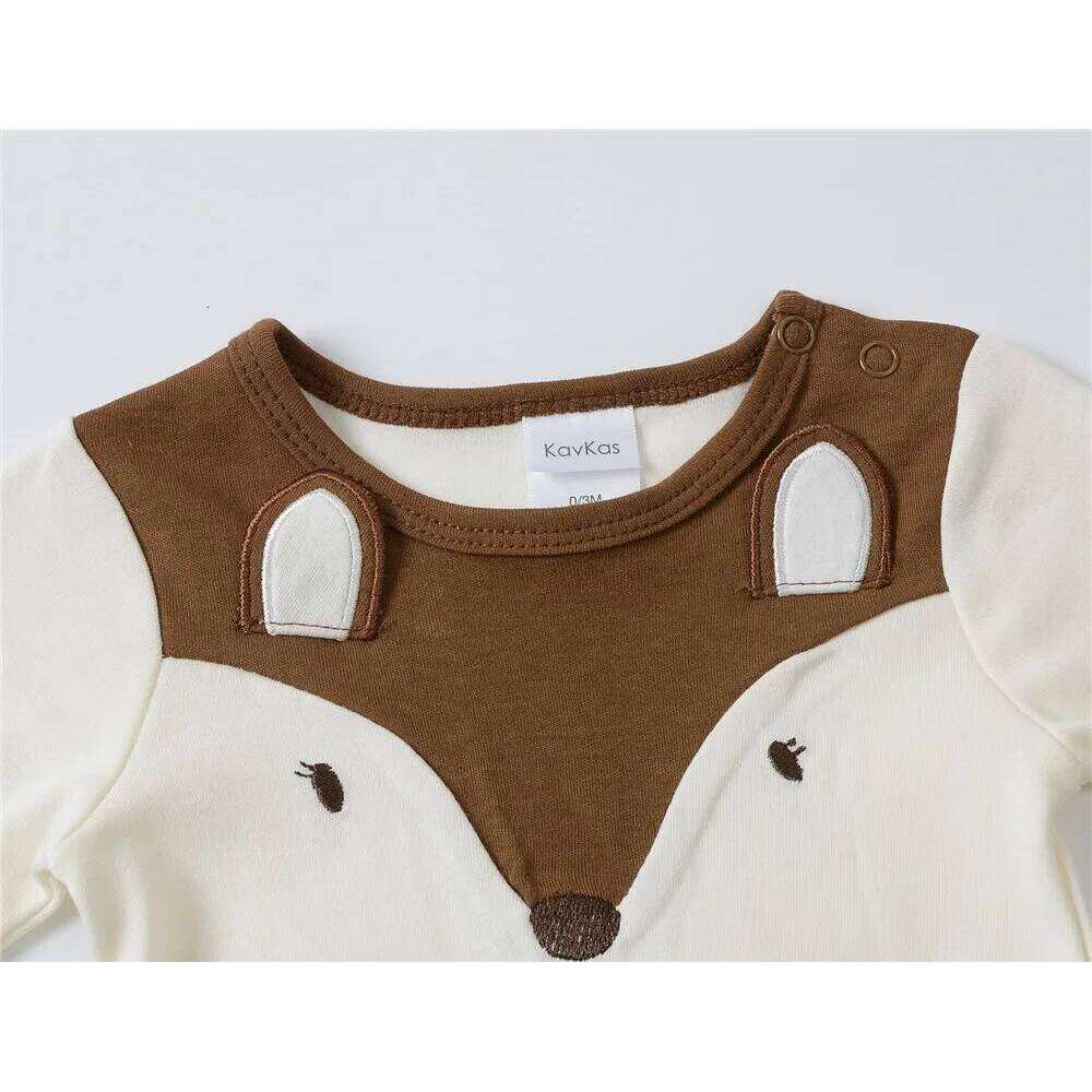 Kavkas Long Sleeve Baby Boy Rompers 100% Cotton O-Neck Newborn Jumpsuit 0-12M Fox Print Infant Clothes Z260304