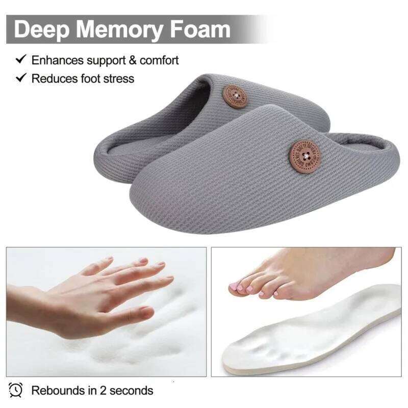 Kidmi Winter Home For Men Women Non-slip Durable Indoor Slides Breathable Cozy Casual Cotton Slippers With Arch Support