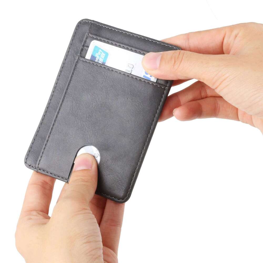 RFID Blocking Men's Leather Wallet Slim Credit Card Holder Business Male Portable Mini Travel Purse For Man C260304