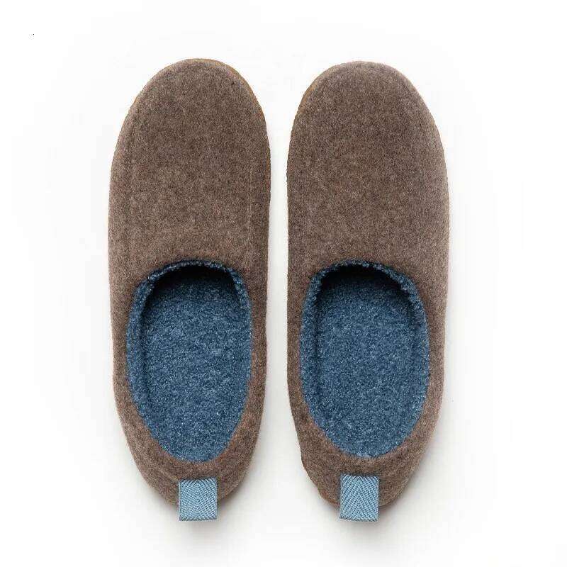 Kidmi Winter Shoes for Women Men Unisex Outdoor Warm Fluffy Plush Flat Slides Comfortable Casual Non-slip Cotton Slippers