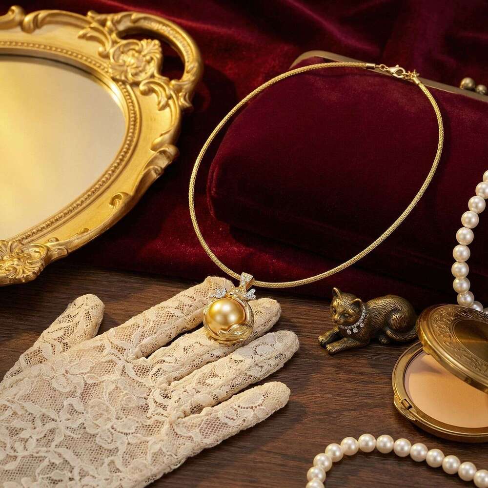 Vintage Bowknot Round Earrings Necklace Set Light Luxury With A High-End Feel Niche Exquisite Jewelry Fashionable And Versatile High-Quality