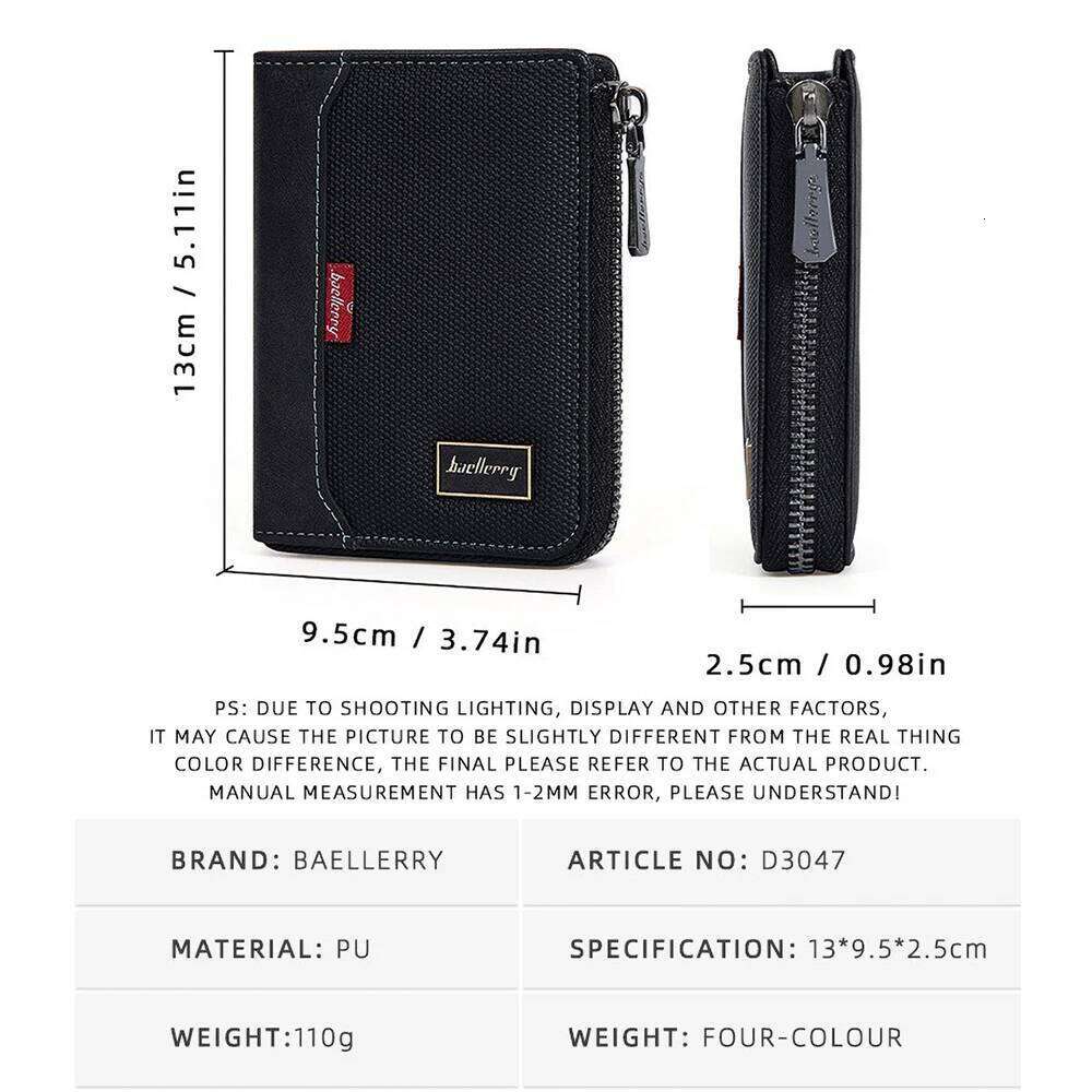 Men's RfID Blocking Wallet Full Zipper PU Leather Card Holder Multi Slot Anti - Theft Bifold Purse C260304