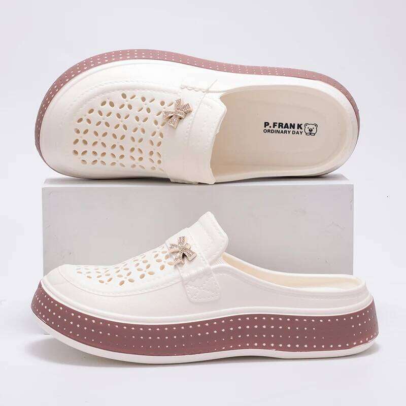 Kidmi Summer New EVA Round Head Clogs Flat Closed-toe Beach Slippers Thick Soles Slides Fitted Women Men