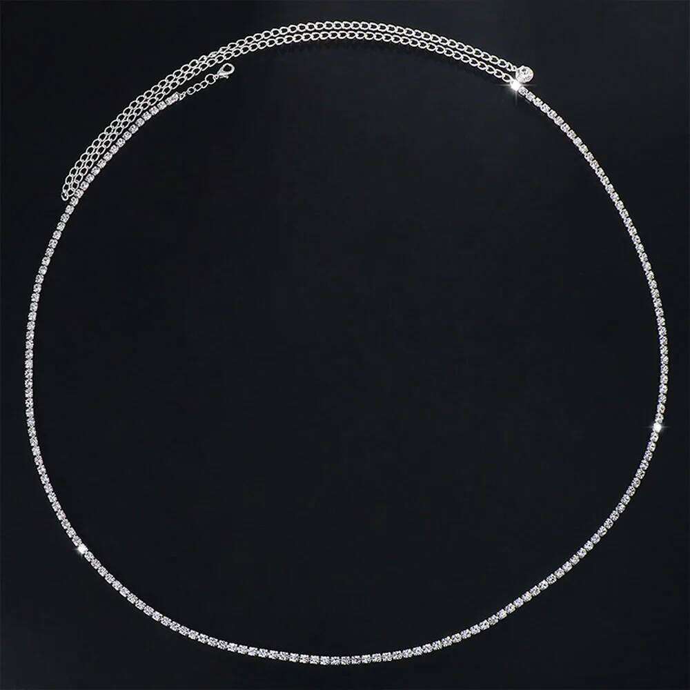 Simple Bling Rhinestone Belly Belt Jewelry for Women Summer Beach Water Drop Body Waist Chain Bikini Jewellery Gift S260304