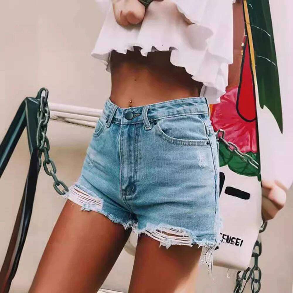 Womens Denim Fashion Ripped High Waisted Hole Pockets Vintage Pants Jeans Street Trend Loose Shorts XJ260305