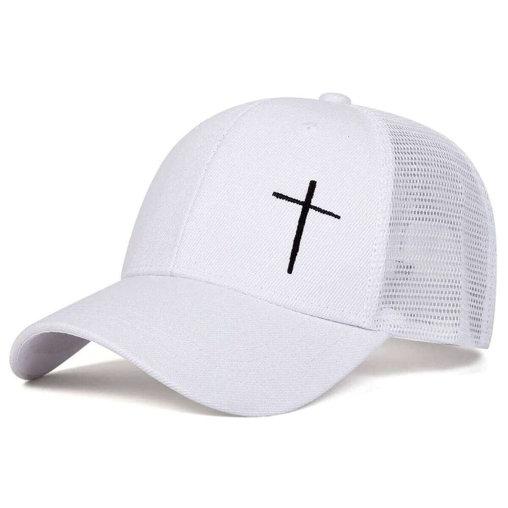 Unisex Cross Embroidery Baseball Net Caps Spring and Summer Outdoor Adjustable Casual Hats Hip Hop Sunscreen Hat Y260304
